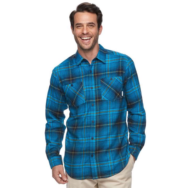 Men's Columbia Hardy Ridge Classic-fit Plaid Button-down Shirt, Size: Large, Dark Blue