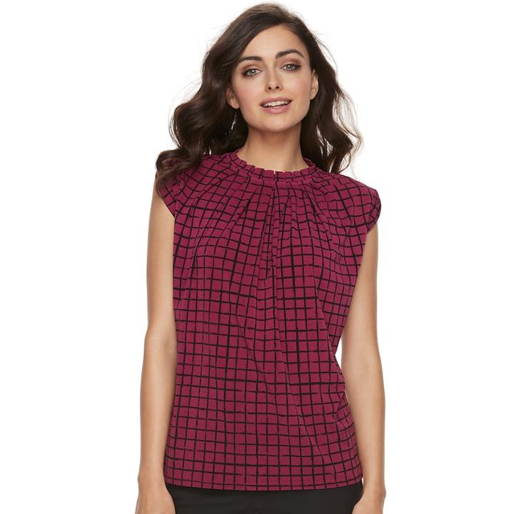 Women's Elle&trade; Pleated Mockneck Top, Size: Small, Drk Purple