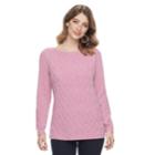 Women's Croft & Barrow&reg; Basketweave Boatneck Sweater, Size: Large, Med Pink