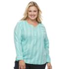Plus Size Croft & Barrow&reg; Print Henley Tunic, Women's, Size: 3xl, Med Blue