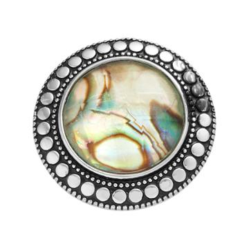 Kate Markus Stainless Steel Abalone Doublet Textured Frame Ring, Women's, Multicolor