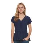 Women's Sonoma Goods For Life&trade; Ricrac Peplum Tee, Size: Xs, Dark Blue
