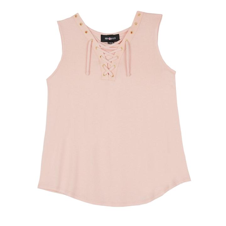Girls 7-16 Iz Amy Byer Lace-up Front Knit Tank Top, Size: Medium, Light Pink