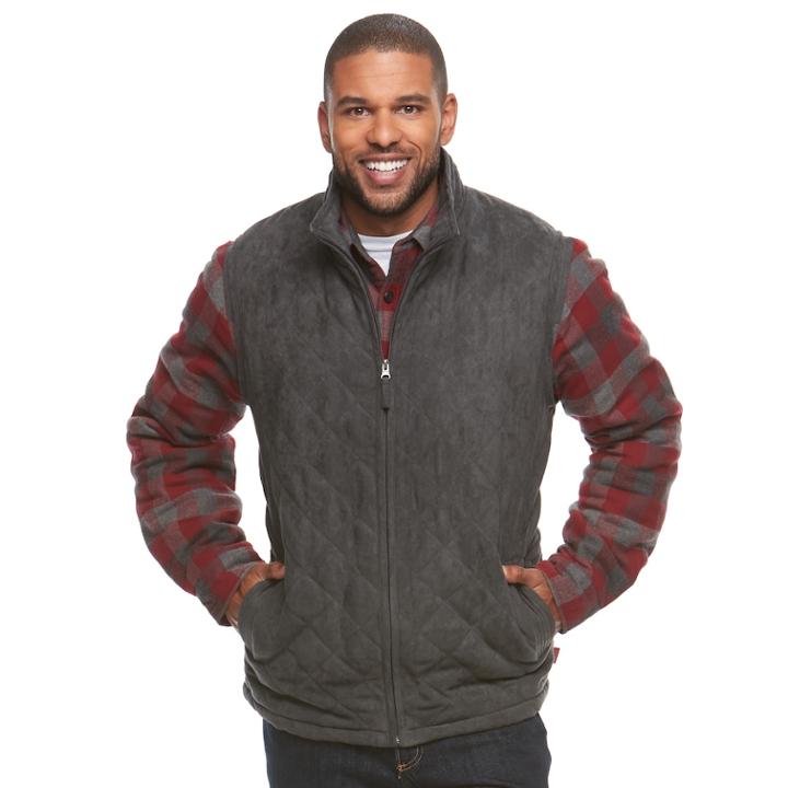 Men's Coleman Faux-suede Vest, Size: Xl, Grey (charcoal)