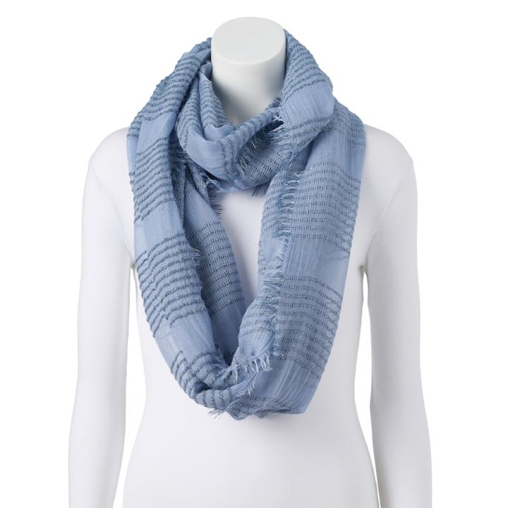 Women's Lc Lauren Conrad Striped Boucle Infinity Scarf, Med Grey