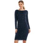 Women's Chaps Sequin Lace Sheath Dress, Size: 6, Blue (navy)
