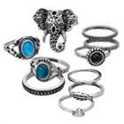 Mudd&reg; Elephant Ring & Leaf Midi Ring Set, Women's, Size: 7, Blue