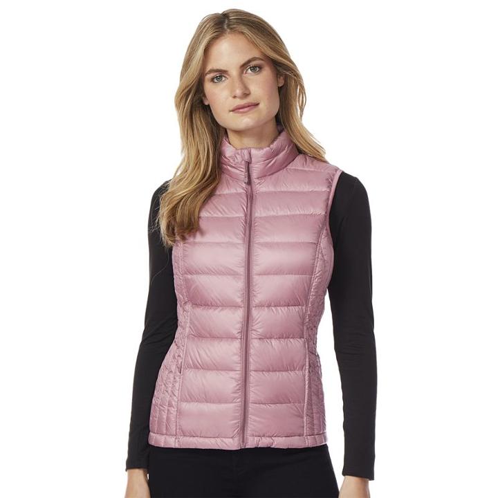 Women's Heat Keep Down Puffer Vest, Size: Large, Med Pink