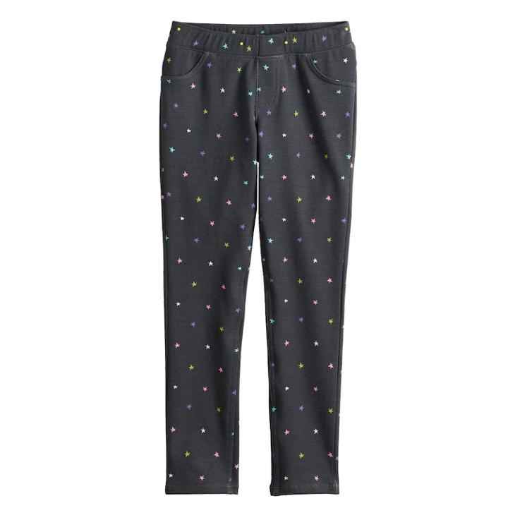 Girls 4-10 Jumping Beans&reg; Printed French Terry Jeggings, Size: 8, Dark Grey