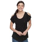 Women's Apt. 9&reg; Embellished Cold-shoulder Tee, Size: Large, Black