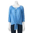 Women's French Laundry Embroidered Knot-front Top, Size: Xl, Brt Blue