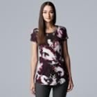 Women's Simply Vera Vera Wang Essential Print Scoopneck Tee, Size: Xxl, Drk Purple