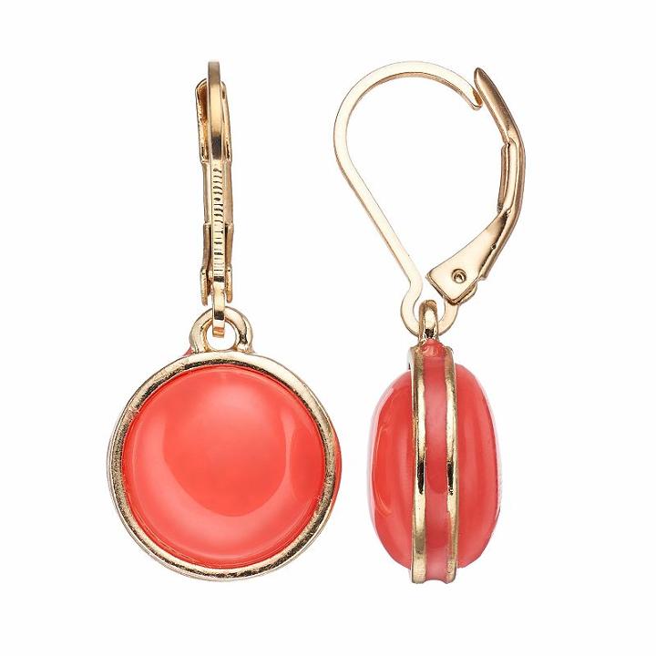 Napier Circle Drop Earrings, Women's, Orange