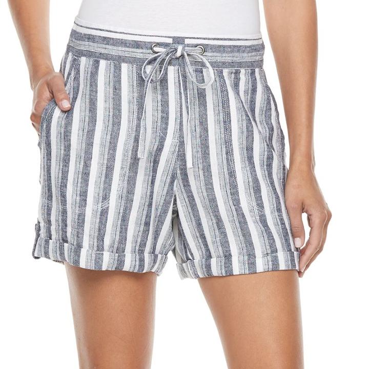 Women's Croft & Barrow&reg; Linen Blend Shorts, Size: Xl, Blue (navy)