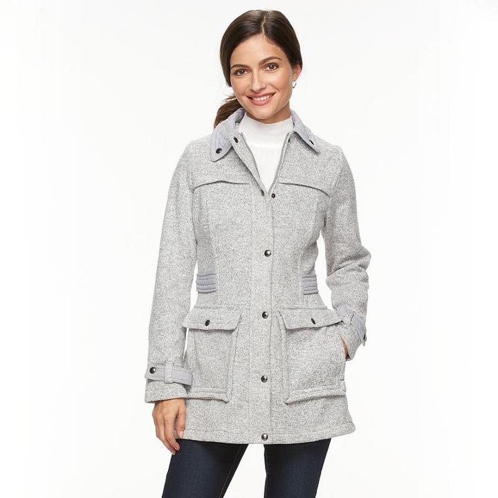Women's Weathercast Fleece Walker Jacket, Size: Medium, Light Grey
