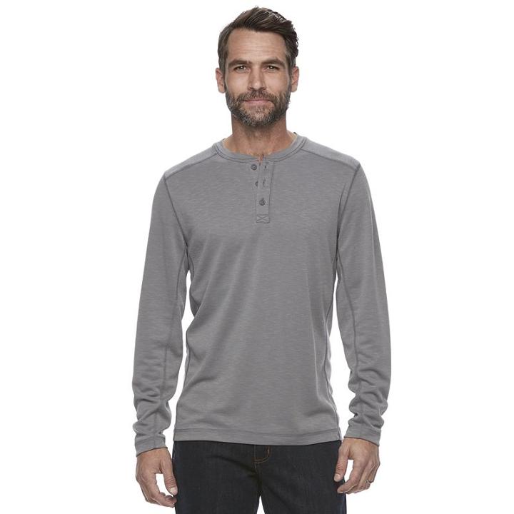 Men's Croft & Barrow&reg; Classic-fit Outdoor Slubbed Performance Henley, Size: Large, Grey