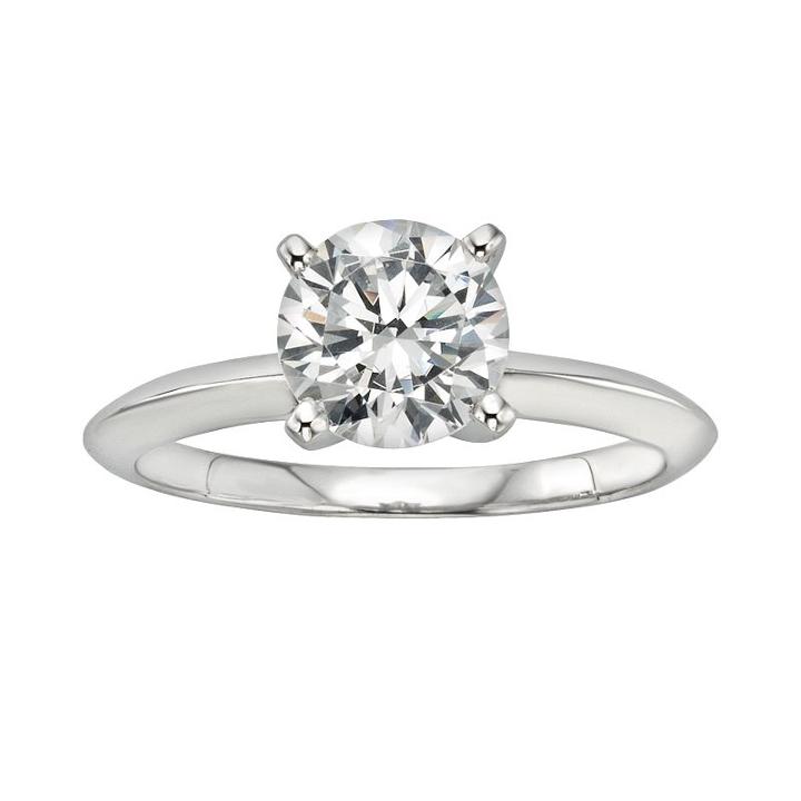 Diamonore Simulated Diamond Solitaire Engagement Ring In Sterling Silver (1 1/2 Ct. T.w.), Women's, Size: 6, White