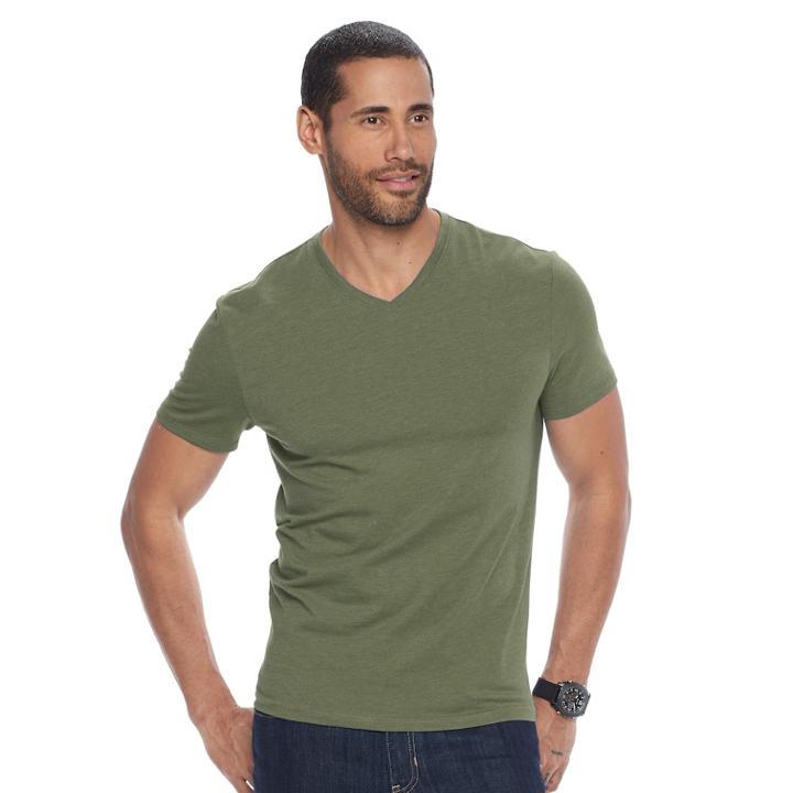 Men's Apt. 9 Solid V-neck Tee, Size: Small, Med Green