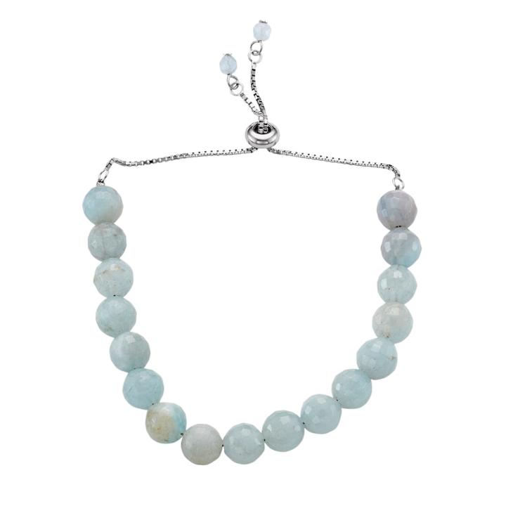 Sterling Silver Aquamarine Bead Bolo Bracelet, Women's, Size: 9, Blue