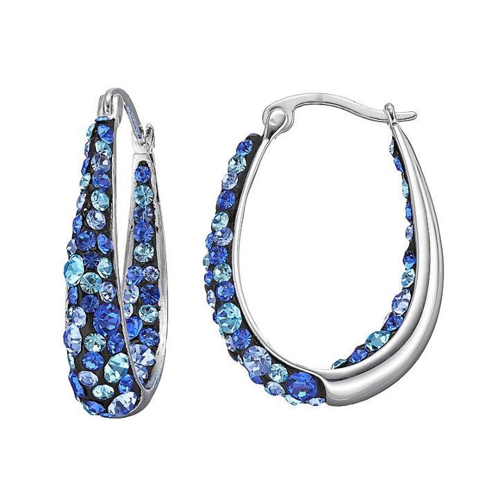 Confetti Blue Crystal Inside Out U-hoop Earrings, Women's