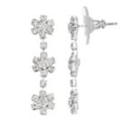 Simulated Crystal Flower Nickel Free Linear Earrings, Women's, Silver