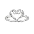 Platina 4 Diamond Accent Heart Ring, Women's, Size: 7, White