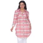 Plus Size White Mark Plaid Flannel Tunic, Women's, Size: 3xl, Pink Other