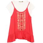 Girls 7-16 Speechless White Tee & Embroidered Babydoll Tank Top Set, Girl's, Size: Large, Light Red