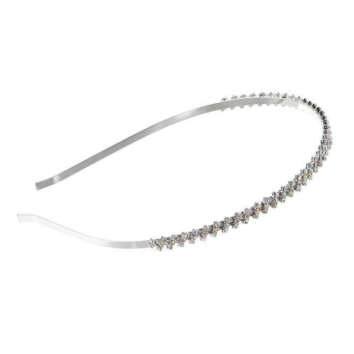 Simulated Crystal Headband, Women's, Silver
