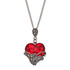 Tori Hill Sterling Silver Red Glass & Marcasite Heart Pendant Necklace, Women's