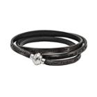 Stainless Steel And Black Leather Lord's Prayer Wrap Bracelet, Adult Unisex, Size: 52.75
