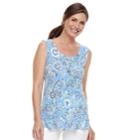Women's Croft & Barrow&reg; Pleated Scoopneck Tank, Size: Xxl, Light Blue