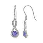 Tanzanite & 1/10 Carat T.w. Diamond Sterling Silver Infinity Drop Earrings, Women's, Purple