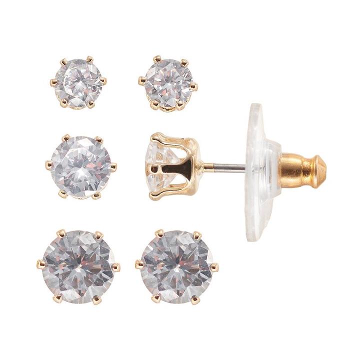 Napier Cubic Zirconia Stud Earring Set, Women's, White