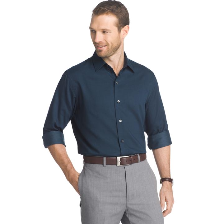 Big & Tall Van Heusen Regular-fit Striped Sateen Button-down Shirt, Men's, Size: Xl Tall, Turquoise/blue (turq/aqua)