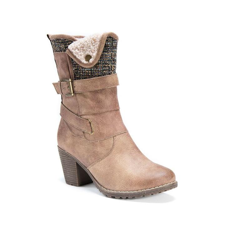 Muk Luks Belle Women's Water-resistant Boots, Girl's, Size: 9, Beig/green (beig/khaki)