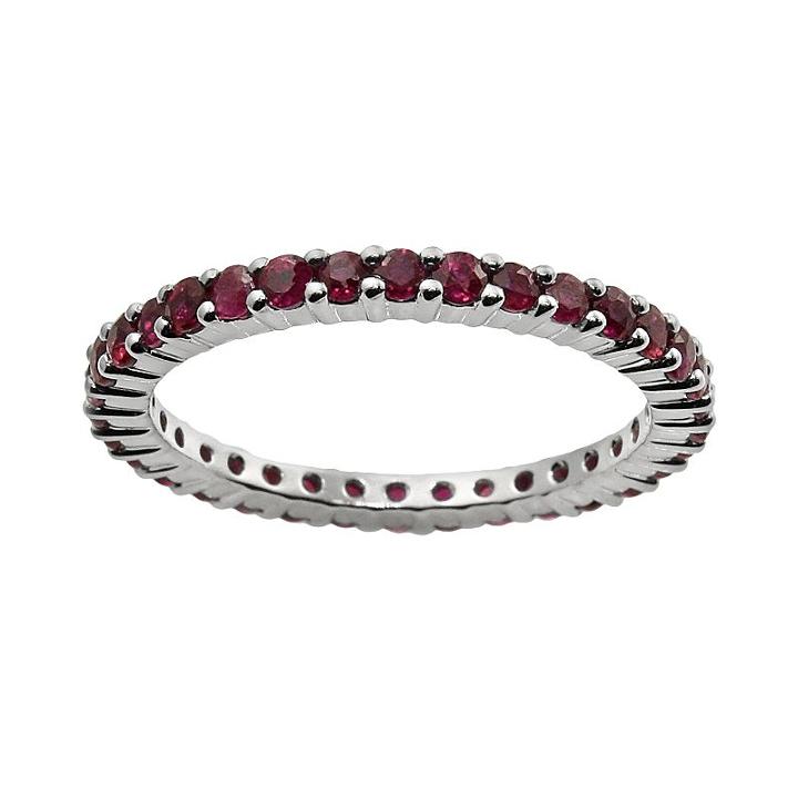 10k White Gold Ruby Eternity Wedding Ring, Women's, Size: 8, Red