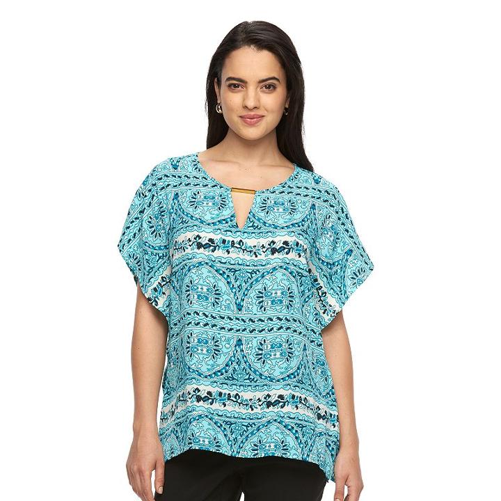 Women's Harve Benard High-low Georgette Caftan Top, Size: Small, Dark Blue