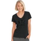 Women's Champion Authentic Wash Nyc Graphic Tee, Size: Large, Black
