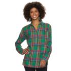 Women's Chaps Plaid Button-down Shirt, Size: Medium, Green Oth