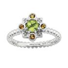 Stacks And Stones Sterling Silver Peridot, Citrine And Diamond Accent Beaded Stack Ring, Women's, Size: 9, Multicolor