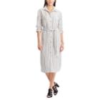 Women's Chaps Striped Linen-blend Shirtdress, Size: Xs, Natural