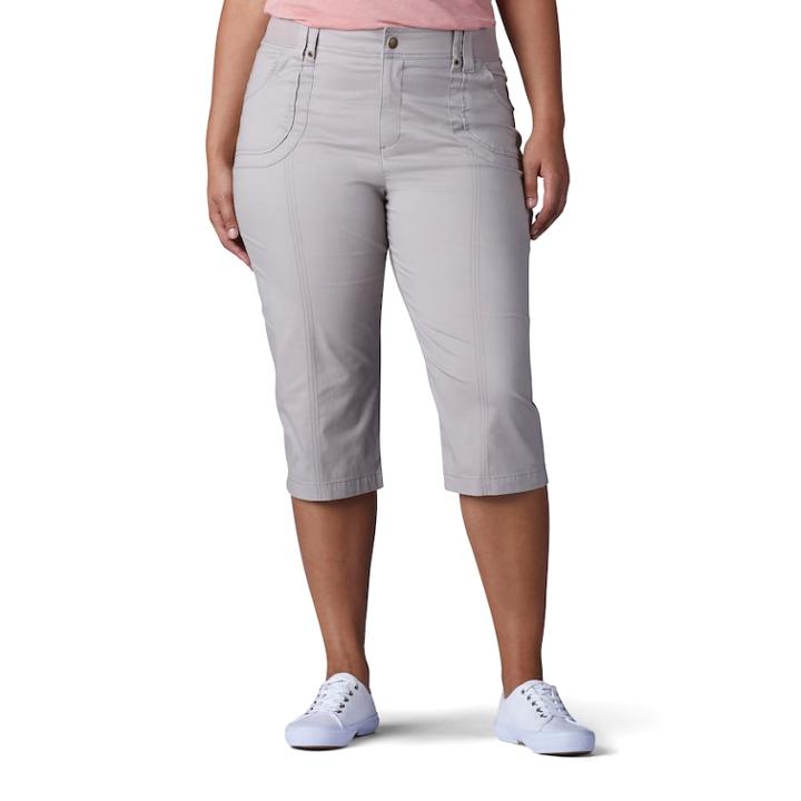 Plus Size Lee Lyric Twill Skimmer Capris, Women's, Size: 20 - Regular, Light Grey