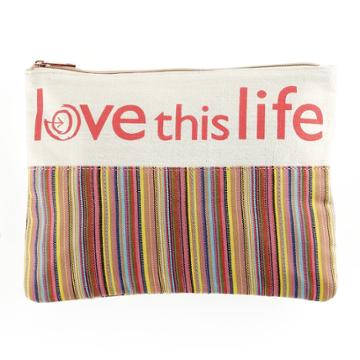 Love This Life Striped Pouch, Women's, Natural