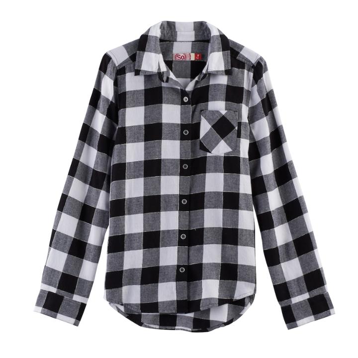 Girls 7-16 & Plus Size So&reg; Button-down Metallic Plaid Shirt, Size: 16, Black