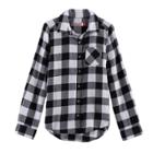 Girls 7-16 & Plus Size So&reg; Button-down Metallic Plaid Shirt, Size: 16, Black