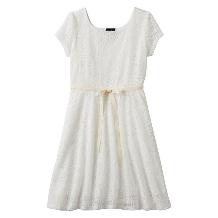 Girls 7-16 Plus Size 2hip Cap-sleeve Lace Skater Dress, Girl's, Size: 16 1/2, Natural
