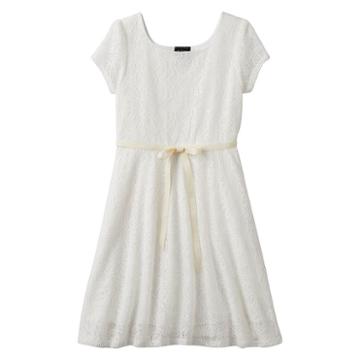 Girls 7-16 Plus Size 2hip Cap-sleeve Lace Skater Dress, Girl's, Size: 16 1/2, Natural
