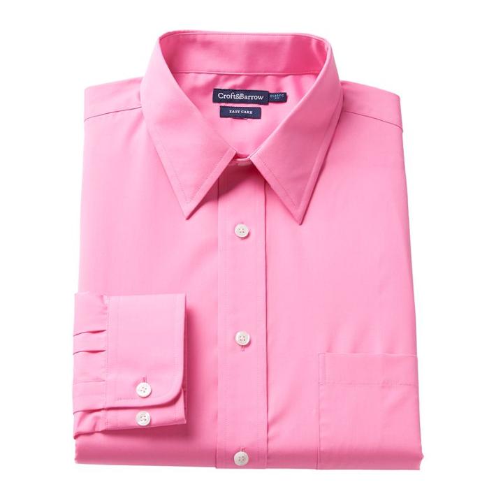 Men's Croft & Barrow&reg; Regular-fit Easy-care Point-collar Dress Shirt, Size: 17.5-34/35, Med Pink