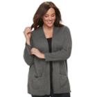 Plus Size Croft & Barrow&reg; Essential Open Front Cardigan, Women's, Size: 3xl, Dark Grey